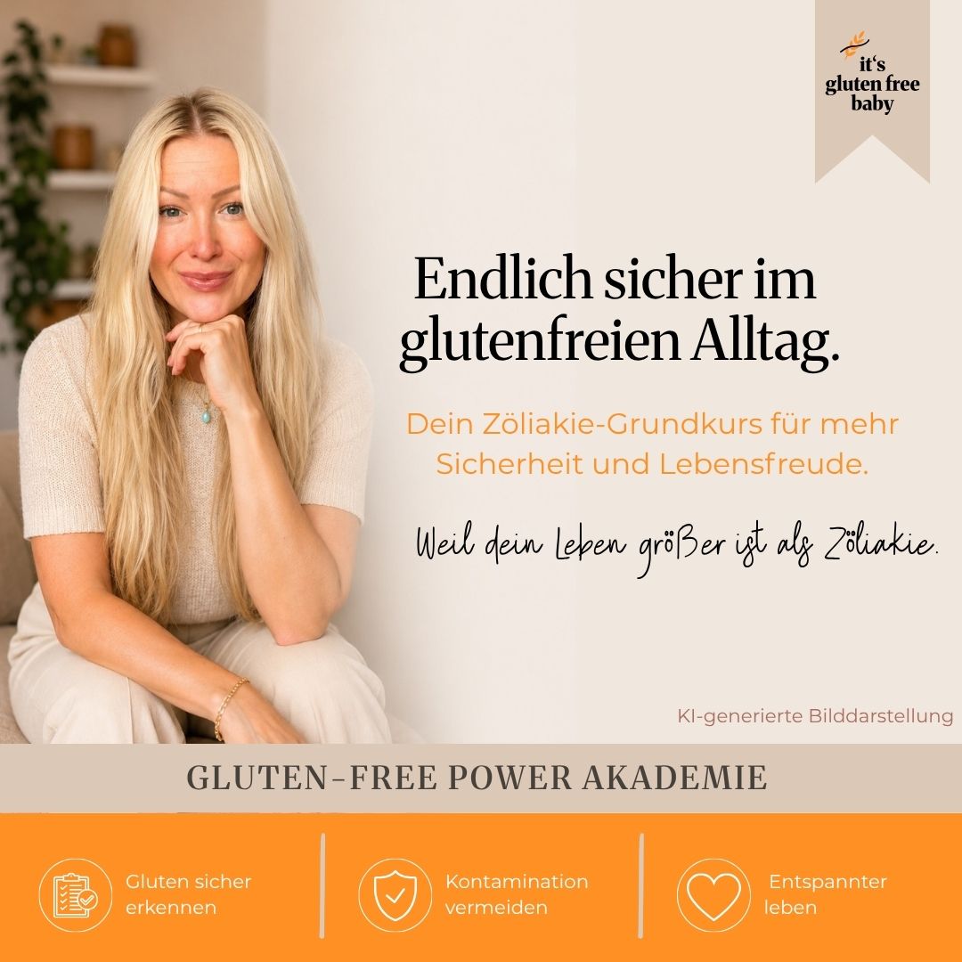 Zöliakie Onlinekurs der Gluten-Free Power Akademie mit Aurelie – glutenfrei leben, Gluten erkennen und Kontamination vermeiden.
